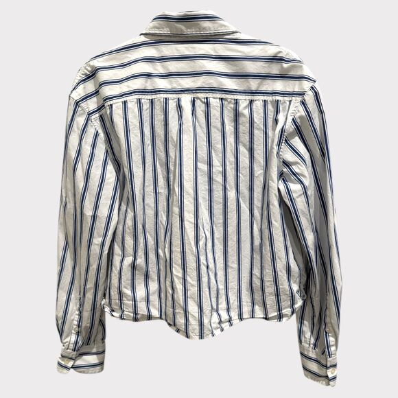 GAP Striped Cropped Button-Up Shirt – Blue & White, Size XS - Picture 2 of 4